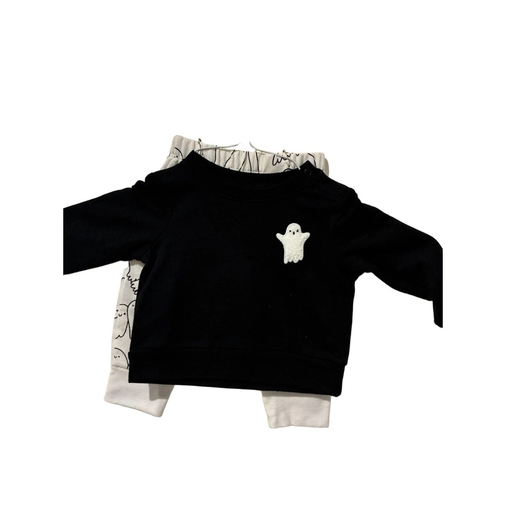 Target Baby Halloween Ghost Sweatshirt and Joggers Set‎ Black White 0-3M NWT